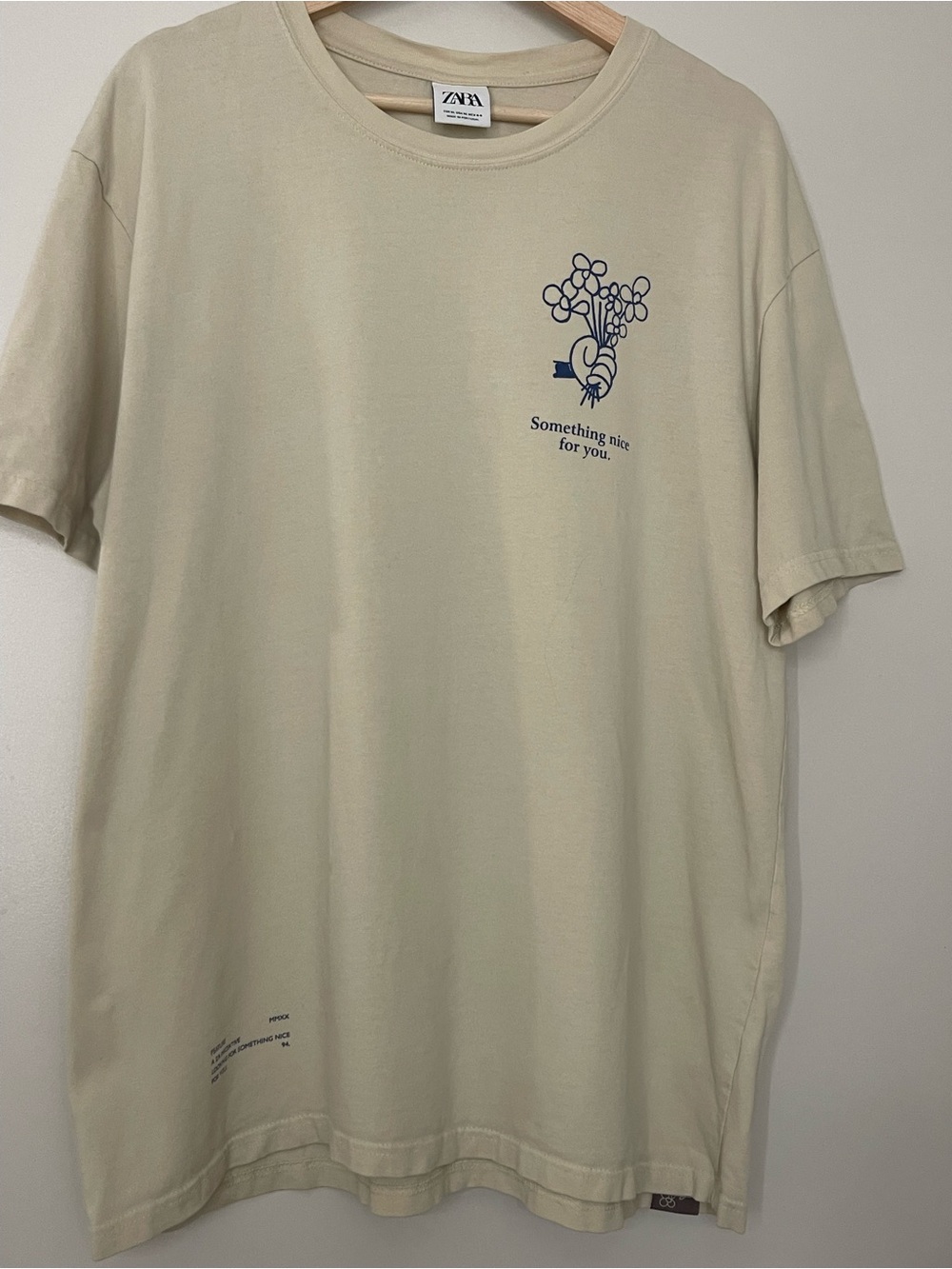 Zara “Something Nice For You”  Cream Tee XL